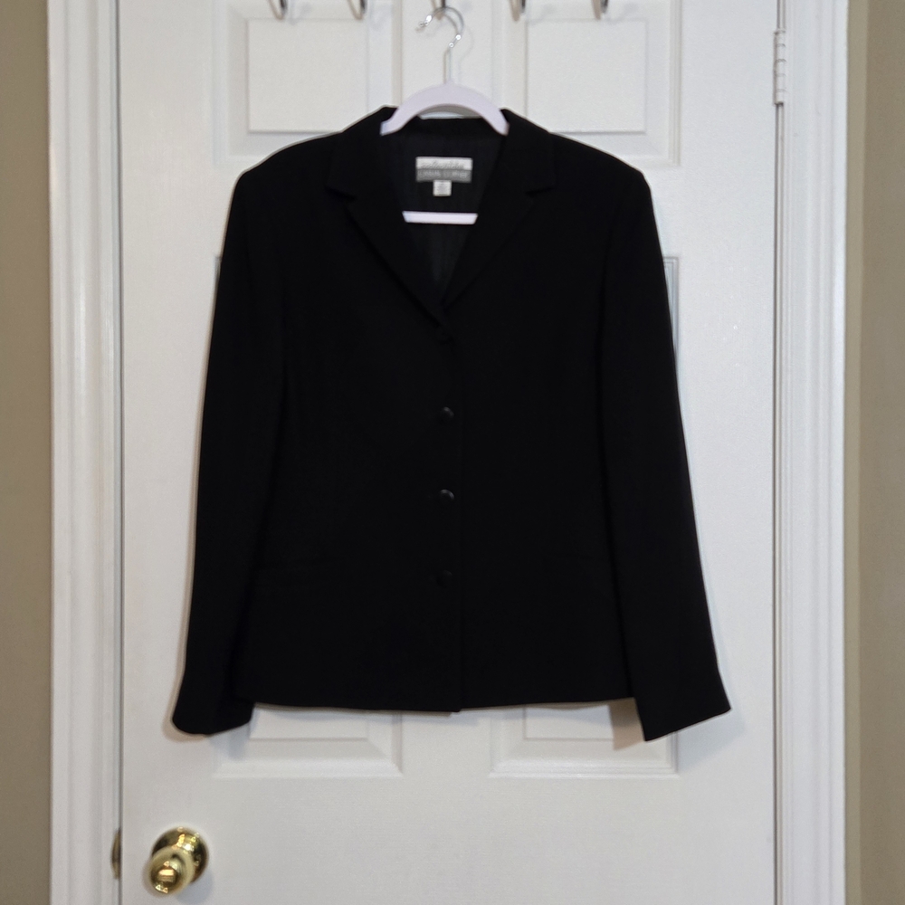 Casual Corner Women's Business Blazer 4-button Jacket ~ Size 12/14 ~ Black ~ EUC